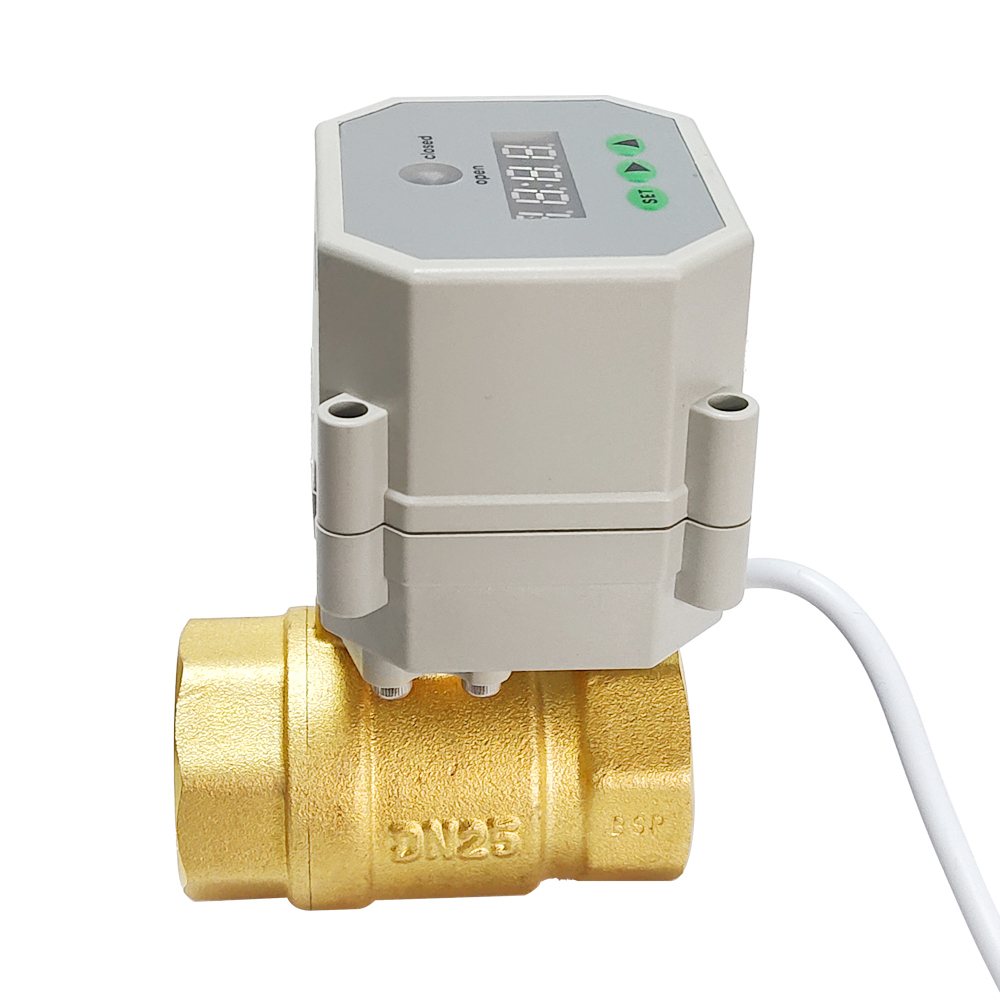 定时阀铜二通电动自动排水供水阀220V，AC/DC9-24V时间控制阀带3Nm执行器，定时智能控制阀